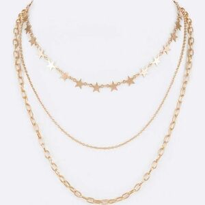 J. Elise Boutique Gold Dainty Star Mix Chain Layer Fashion Necklace